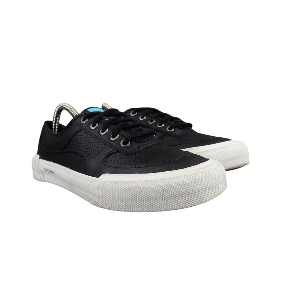 Sperry Shoes Womens 8 Sneakers Athletic Casual Soletide Leather Black Lace Up
